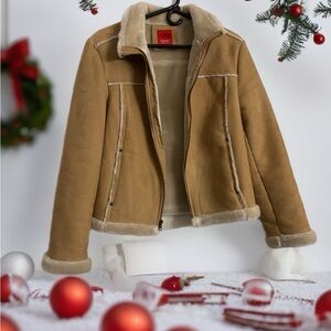 Esprit Tan Cream Outerwear Jacket | Winter Wear | Faux Sued Jacket | Cozy